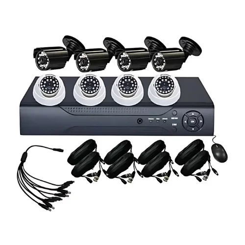 8 CH D1 Recording Security DVR with 4 Bullet 4 Domes 700TVL 24IR Outdoor Day Night Colour Cameras